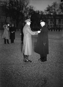 Uitreiking onderscheidingen door Prins Bernhard ( kapt. J. Knop ) te Maastricht, Bestanddeelnr 902-5004