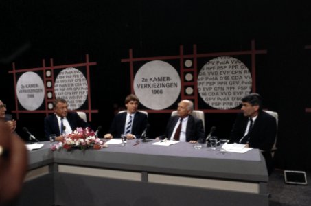 Uitslag Tweede Kamer verkiezingen 1986 v.l.n.r. lijsttrekkers van Mierlo, Nijpe, Bestanddeelnr 253-8961