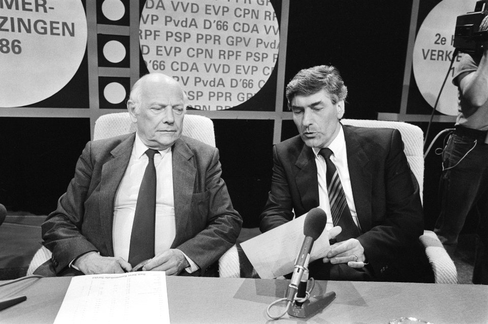 Uitslagen den Uyl (l) en Lubbers in NOS-studio, Bestanddeelnr 933-6626