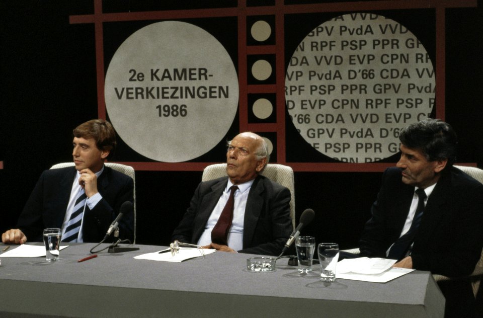 Uitslag Tweede Kamer verkiezingen 1986 v.l.n.r. lijsttrekkers van Mierlo, Nijpe, Bestanddeelnr 253-8964