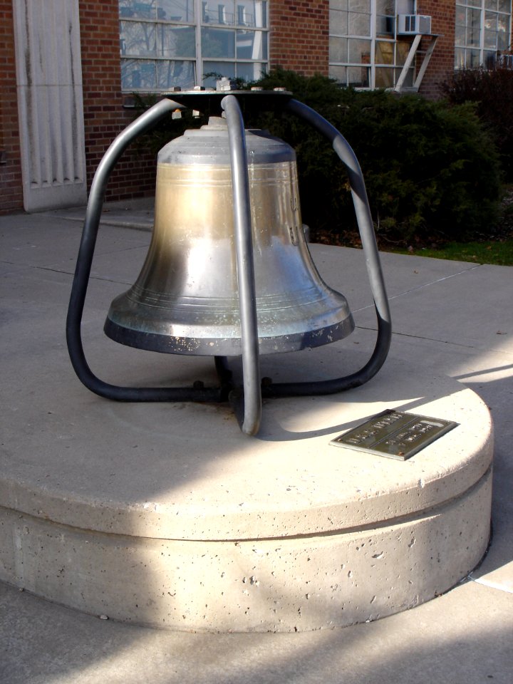 USS Utah bell at the University of Utah - side view - 7 Dec 2012