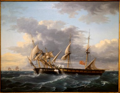 USS Wasp and HMS Frolic, by Thomas Birch, c. 1815, oil on canvas - Peabody Essex Museum - DSC07251
