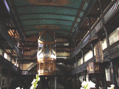 Urrugne (Pyr-Atl., Fr) interior of Saint Vincent church with three balconies