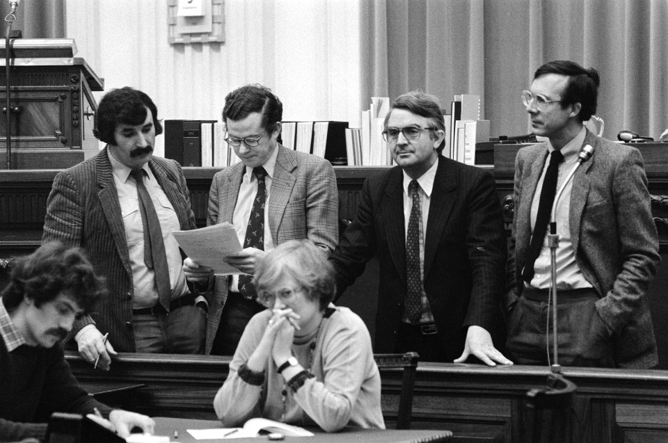 V.l.n.r. de kamerleden Harry van den Bergh, Hans Gualthérie van Weezel, Jan-Nico, Bestanddeelnr 931-3043