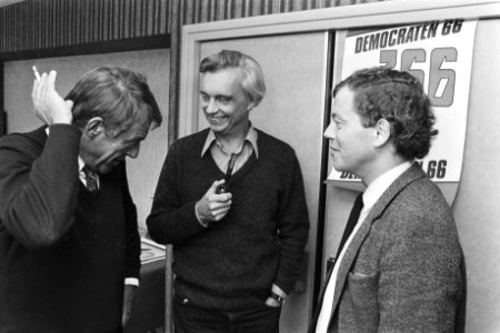 V.l.n.r. Dhr. Hans van Mierlo, dhr. Glastra van Loon en dhr. Engwirda, Bestanddeelnr 932-7404