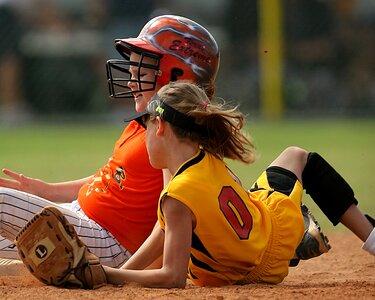 Female second base sliding photo