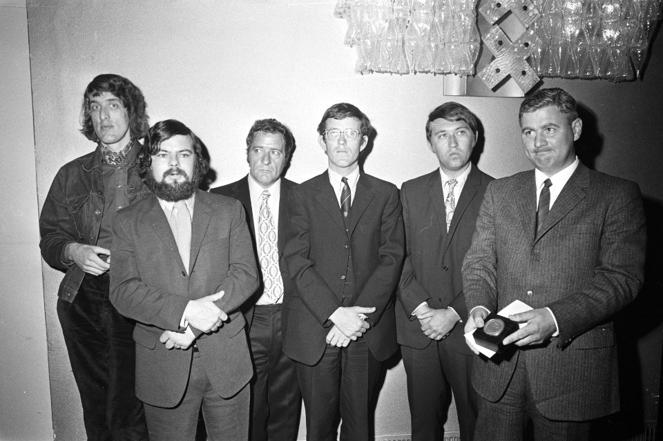 V.l.n.r. Van Dijk, Wagenaar, Huibers, Schuurmans, Oosterwijk, De Gast, Bestanddeelnr 924-5545