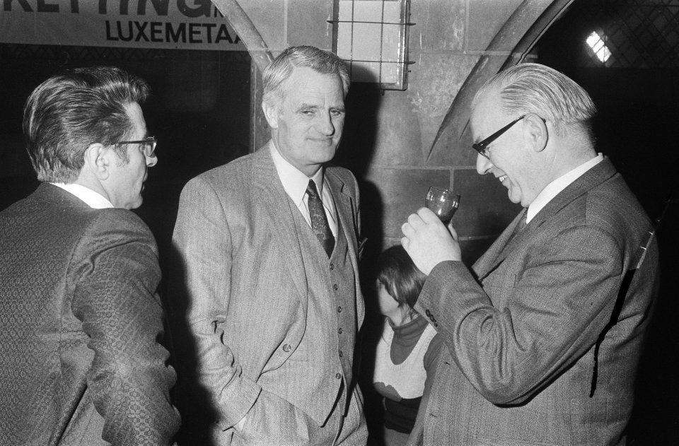 V.l.n.r. Karel Jansen (VVCS), Wim van Zijll (NSF) en Jo Witteveen (NVV), Bestanddeelnr 924-3308