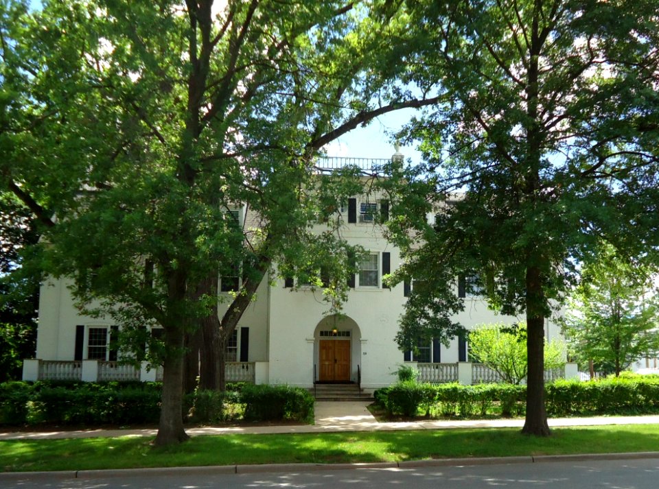UU Rutgers University fraternity house on College Avenue with trees