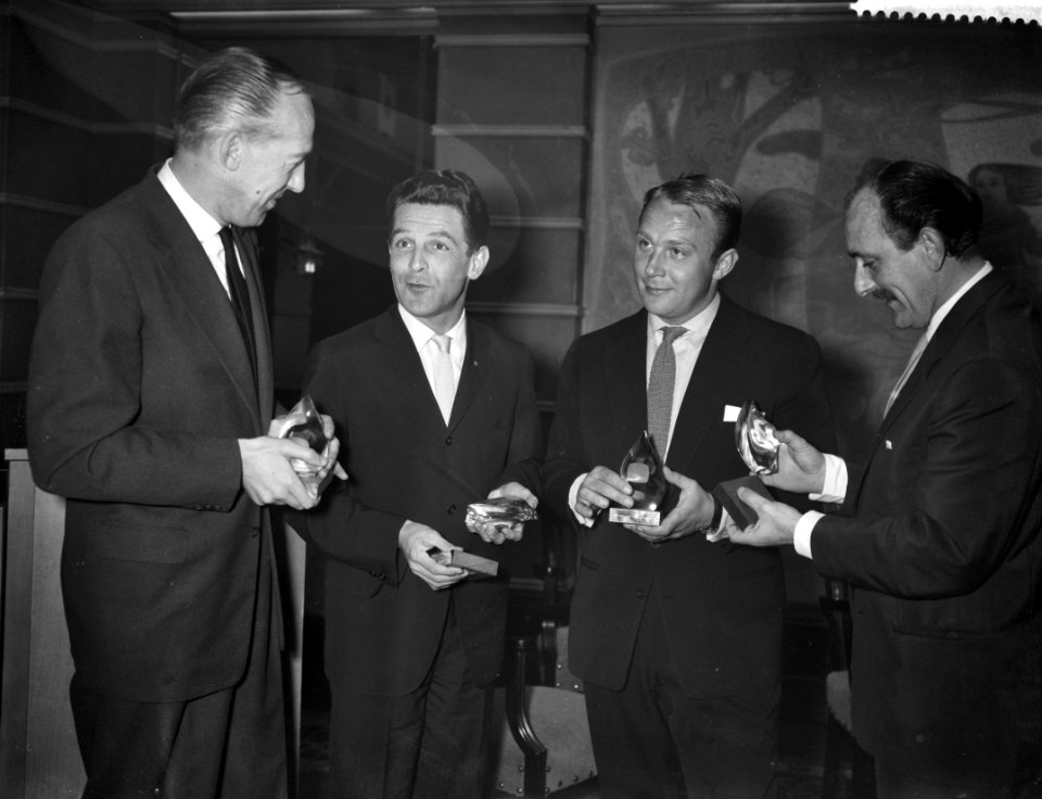 V.l.n.r. Gijs Slappershoek, Wim Ibo, Kees Brusse en Tom Manders, Bestanddeelnr 909-4915