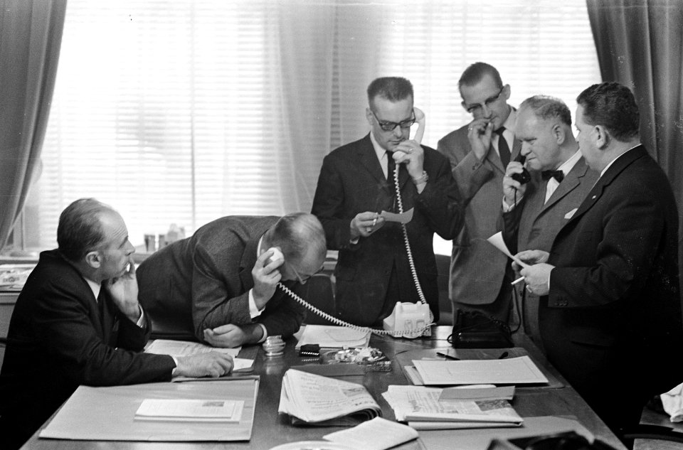 V.l.n.r. J.A. Bomans, Frederik Bos, Henk Hessel, Berger, Fred Schregardus en de , Bestanddeelnr 919-6550