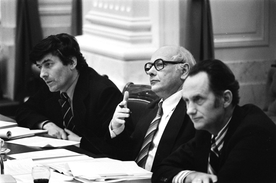 V.l.n.r. Lubbers (KVP), Den Uyl (PvdA) en Boersma (CDA), Bestanddeelnr 928-5120