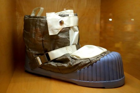 United States astronaut's training boot, worn by Jim Lovell in the Apollo Space Program, 1970 - Bata Shoe Museum - DSC00238