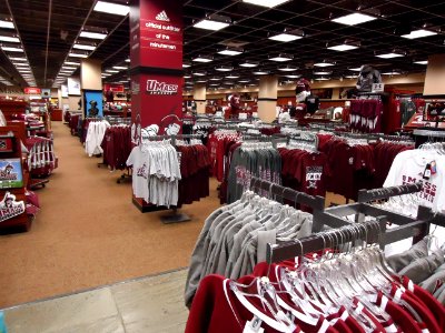 University of Massachusetts at Amherst campus bookstore selling apparel