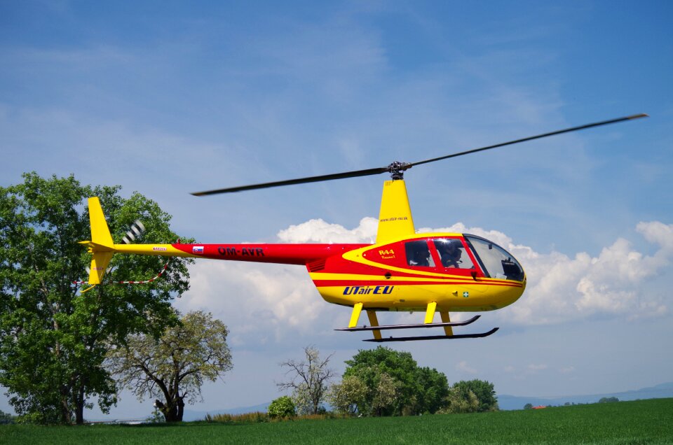 Helicopter flies the sky