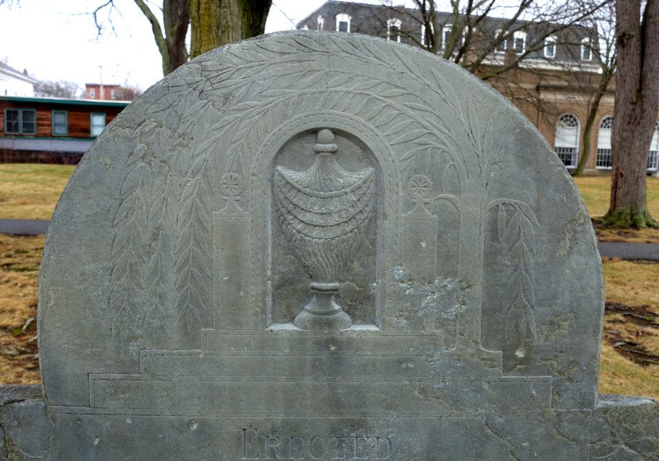 Urn and willow on a gravestone - Memorial Cemetery - Westborough, Massachusetts - DSC05079