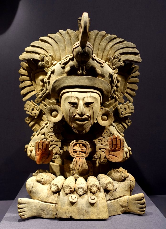 Urn in the form of a bearded man, Zapotec, Oaxaca, Mexico, undated, ceramic, pigment - Princeton University Art Museum - DSC07120
