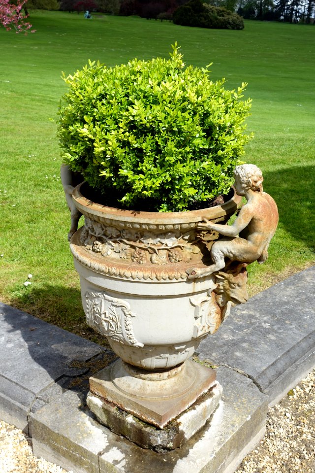 Urn with faun - Royal Castle of Laeken - Brussels, Belgium - DSC07114