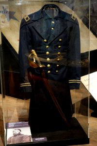 US Navy Officer's Frock Coat and Vest with Navy Cutlass - Wisconsin Veterans Museum - DSC02993