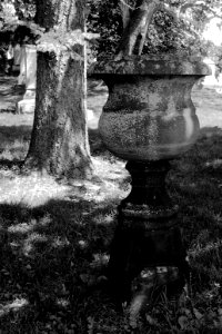 Urn, Mount Lebanon Cemetery, 2019-06-03, bw