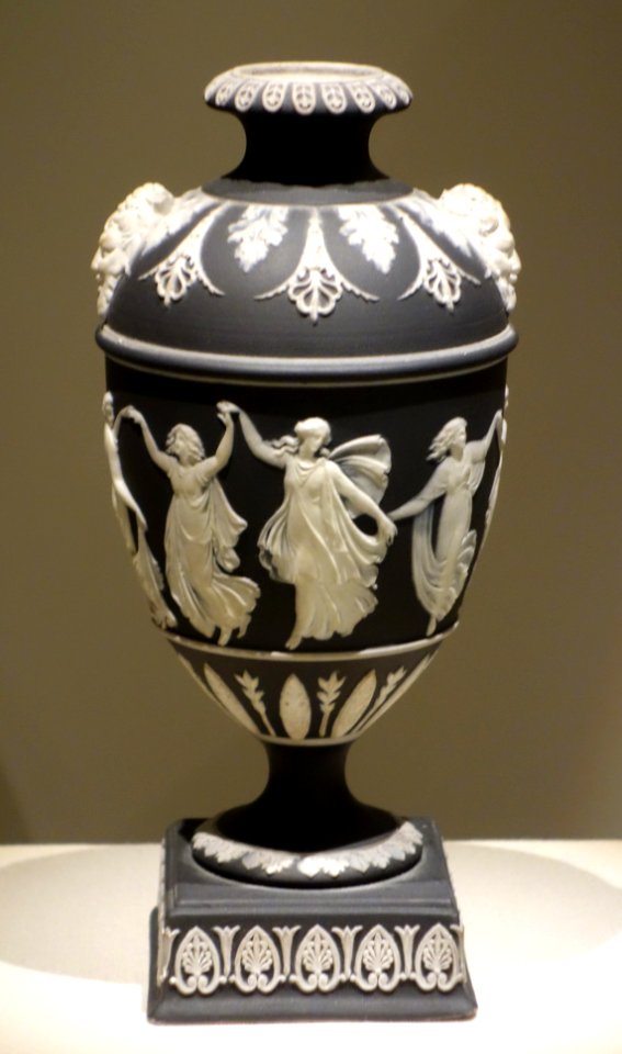 Urn, Josiah Wedgwood and Sons, 1800-1830, black jasperware with applied reliefs - Chazen Museum of Art - DSC01959