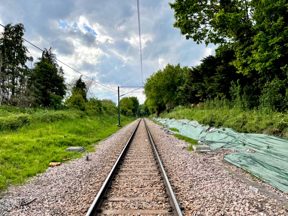 Up the line on the Romford to Upminster line, towards Romford, 2021