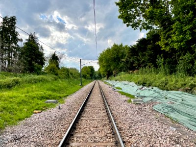 Up the line on the Romford to Upminster line, towards Romford, 2021