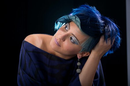 Woman face blue hair