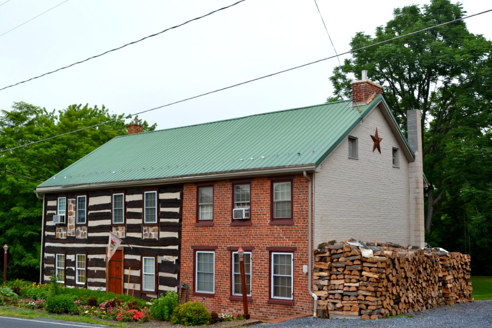 Upper Strasburg FrankCo PA log and brick house