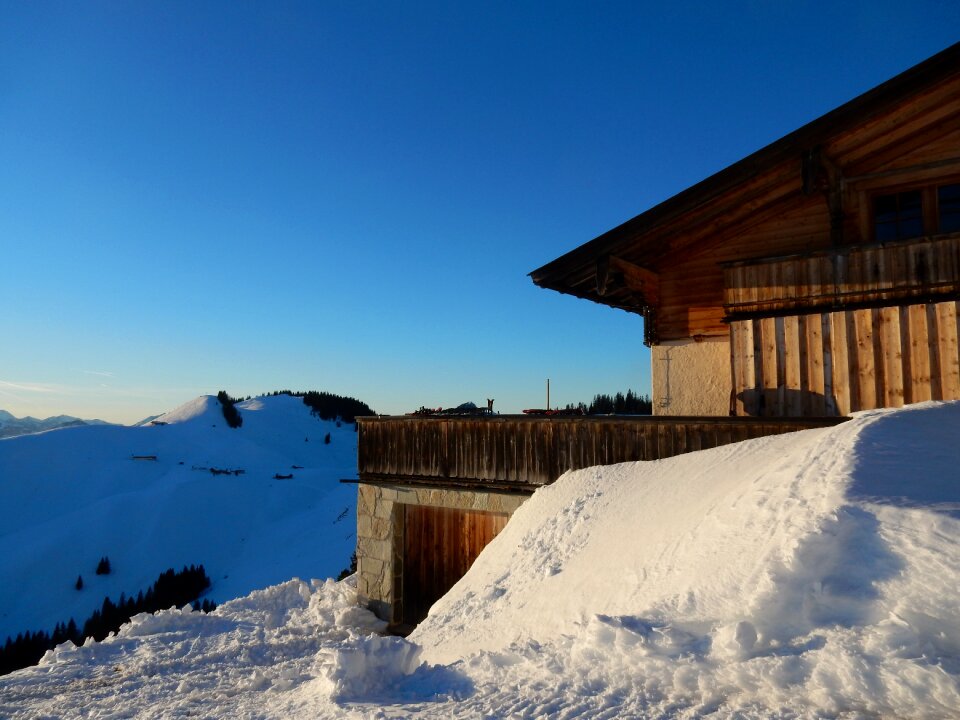 Snow austria mountain hut