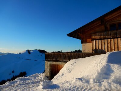 Snow austria mountain hut