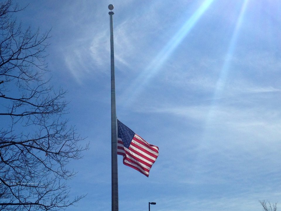 US flag at half staff 