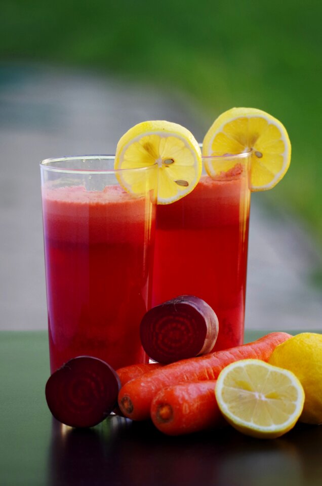 Salad beetroot carrots lemon beverage