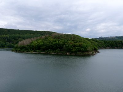 Urftsee from dam viewpoint north in September 2019 02