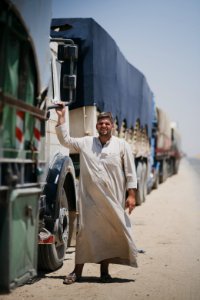 Views of interviews and meetings with Arab truck drivers in summer of 2019 waiting in Sinjar to deliver grain from Anbar and other Arab regions of Iraq 15