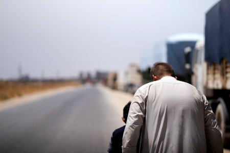 Views of interviews and meetings with Arab truck drivers in summer of 2019 waiting in Sinjar to deliver grain from Anbar and other Arab regions of Iraq 18