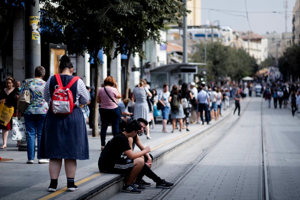 Views along Jaffa street in October of 2019 during the Sukkot holiday 05