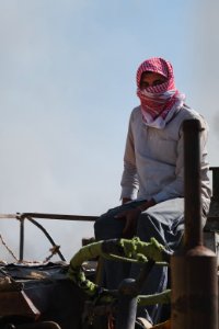 Views of fires spreading in summer of 2019 across villages near Shingal, being put out by Ezidi volunteers 03