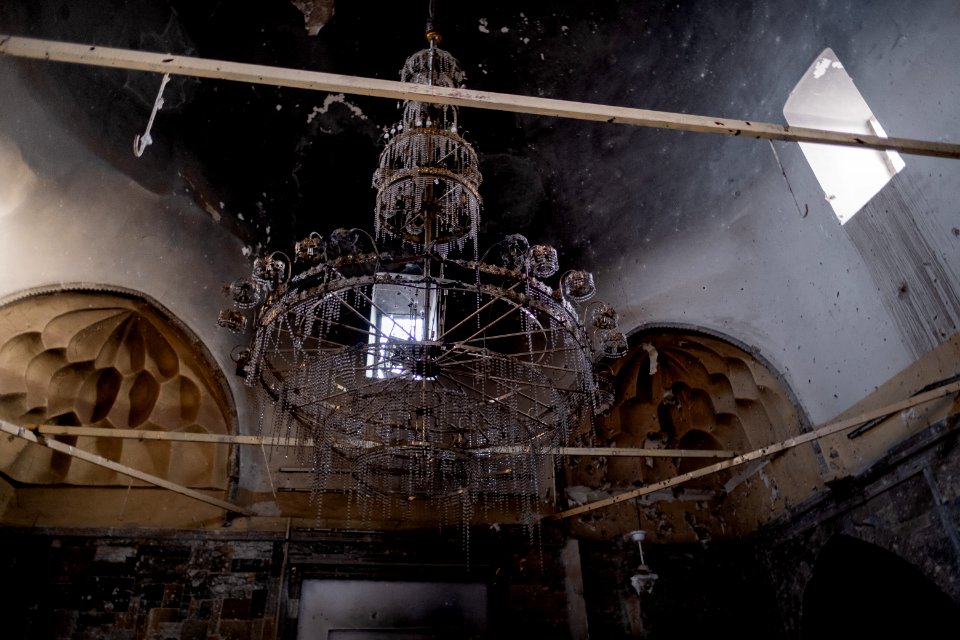 Views of a partially destroyed Aghawat Mosque in the old city of Mosul, in summer of 2019 after war with the Islamic State 03
