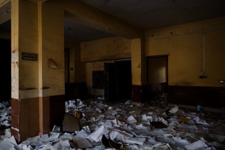 Views inside the ruined Rashid Bank in Shingal in May of 2019, destroyed during war with the Islamic State 13