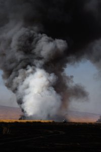 Views of fires spreading in summer of 2019 across villages near Shingal, being put out by Ezidi volunteers 12