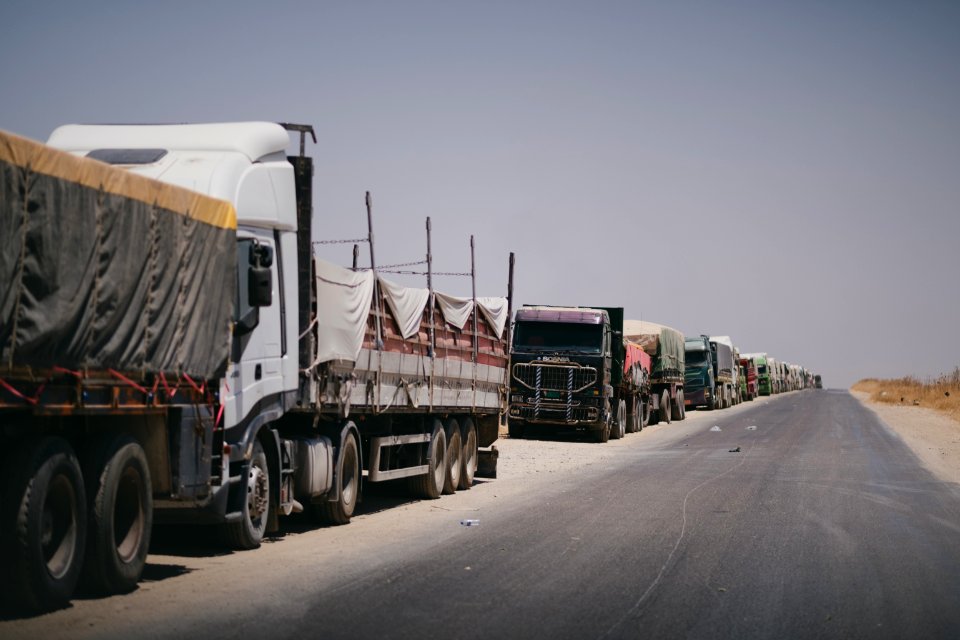 Views of interviews and meetings with Arab truck drivers in summer of 2019 waiting in Sinjar to deliver grain from Anbar and other Arab regions of Iraq 08