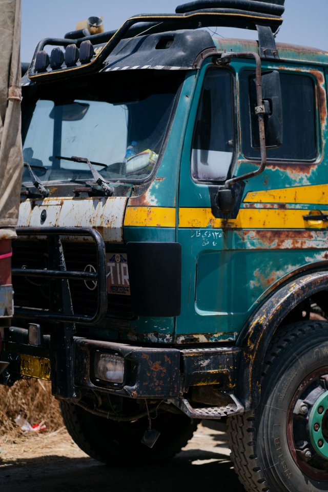 Views of interviews and meetings with Arab truck drivers in summer of 2019 waiting in Sinjar to deliver grain from Anbar and other Arab regions of Iraq 07