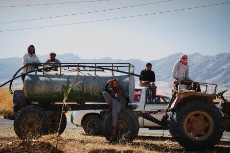Views of fires spreading in summer of 2019 across villages near Shingal, being put out by Ezidi volunteers 09