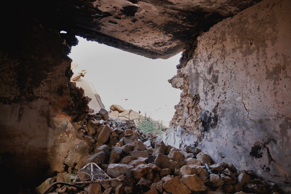 Views in June of 2019 of ruined buildings around the center of Shingal (Sinjar) town 27