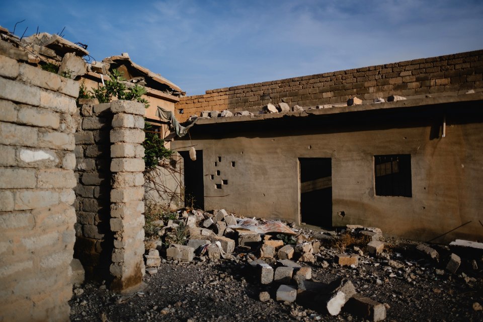 Views in June of 2019 of ruined buildings around the center of Shingal (Sinjar) town 22