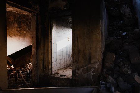 Views in June of 2019 of ruined buildings around the center of Shingal (Sinjar) town 16
