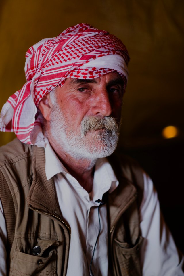Views in June of 2019 of an older Ezidi man from Shingal at Sardashte Camp atop Shingal Mountain