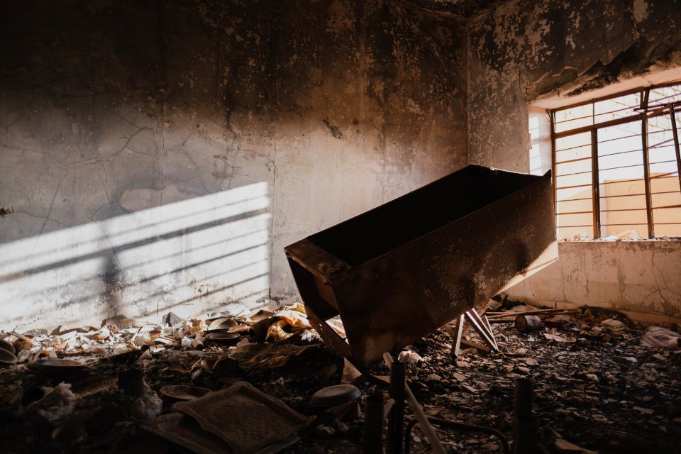 Views in June of 2019 of ruined buildings around the center of Shingal (Sinjar) town 10
