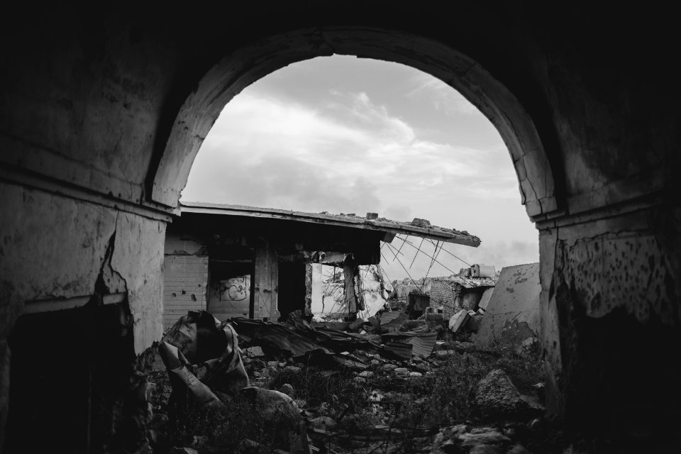 Views in June of 2019 of ruined buildings around the center of Shingal (Sinjar) town 44